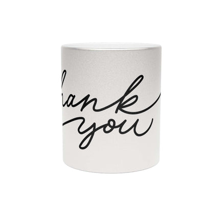 Chic Gratitude Metallic Ceramic Coffee Mug - A Luxurious Choice for Beverage Enthusiasts - Très Elite