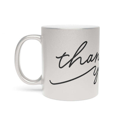 Chic Gratitude Metallic Ceramic Coffee Mug - A Luxurious Choice for Beverage Enthusiasts - Très Elite