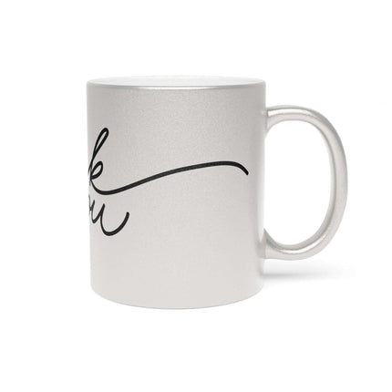 Chic Gratitude Metallic Ceramic Coffee Mug - A Luxurious Choice for Beverage Enthusiasts - Très Elite