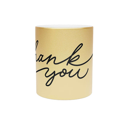 Chic Gratitude Metallic Ceramic Coffee Mug - A Luxurious Choice for Beverage Enthusiasts - Très Elite