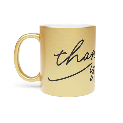 Chic Gratitude Metallic Ceramic Coffee Mug - A Luxurious Choice for Beverage Enthusiasts - Très Elite