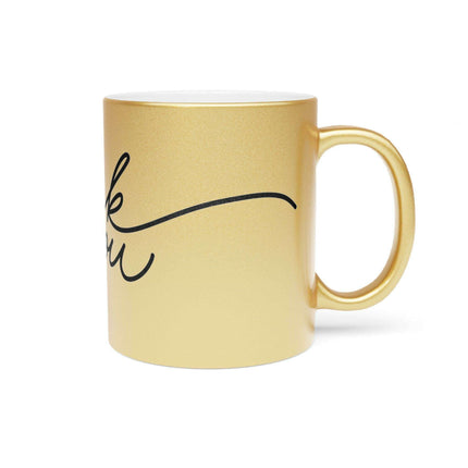 Chic Gratitude Metallic Ceramic Coffee Mug - A Luxurious Choice for Beverage Enthusiasts - Très Elite