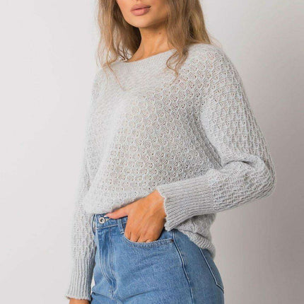 Chic Gray Oversized Knitted Sweater - Très Elite
