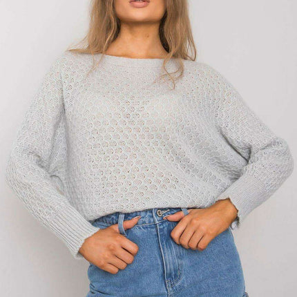 Chic Gray Oversized Knitted Sweater - Très Elite