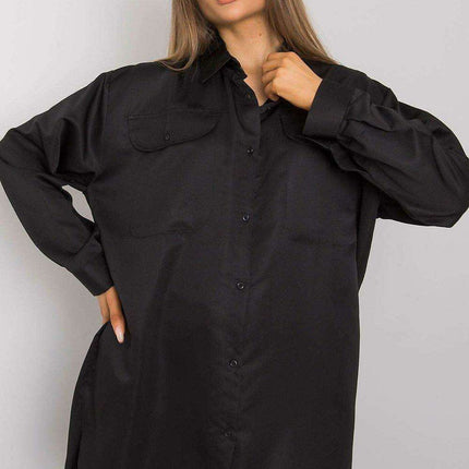 Chic Grey Cotton Women's Long Sleeve Button-Up Shirt - Très Elite