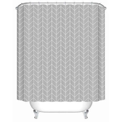 Chic Grey Geometric Shower Curtain with a Fun Twist- Très Elite- Très Elite