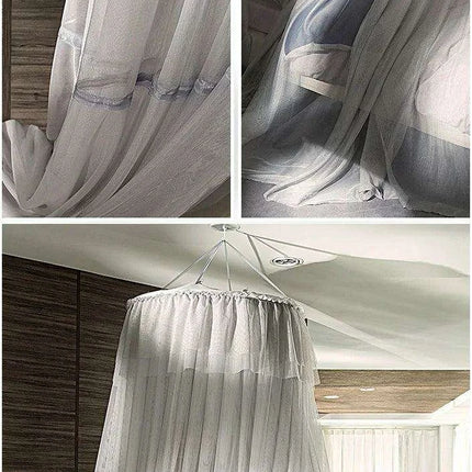 Chic Grey Lace Mosquito Net Canopy - Enchanting Sleep Sanctuary for Insect-Free Dreams - Très Elite