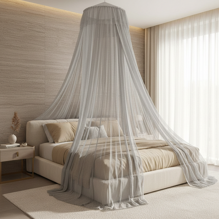 Chic Grey Lace Mosquito Net Canopy - Enchanting Sleep Sanctuary for Insect-Free Dreams - Très Elite