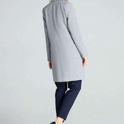 Chic Grey Mid-Length Coat with Elegant Collar and Trendy 3-Button Front Closure - Très Elite