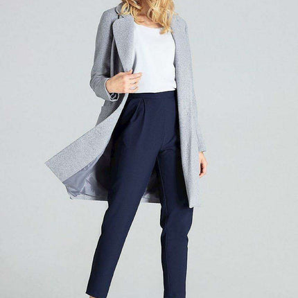 Chic Grey Mid-Length Coat with Elegant Collar and Trendy 3-Button Front Closure - Très Elite