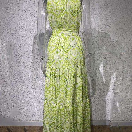 Chic Halter Neck Dress with Stylish Geometric Print for Women - Très Elite