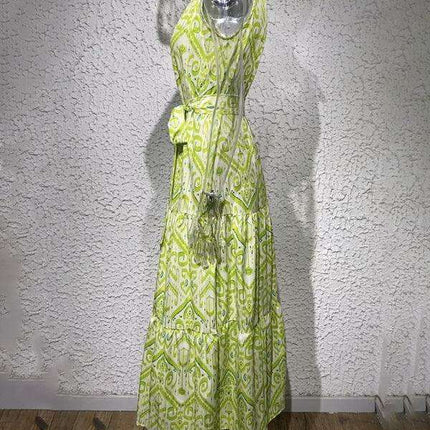 Chic Halter Neck Dress with Stylish Geometric Print for Women - Très Elite