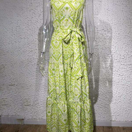 Chic Halter Neck Dress with Stylish Geometric Print for Women - Très Elite