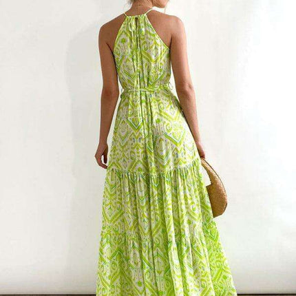 Chic Halter Neck Dress with Stylish Geometric Print for Women - Très Elite