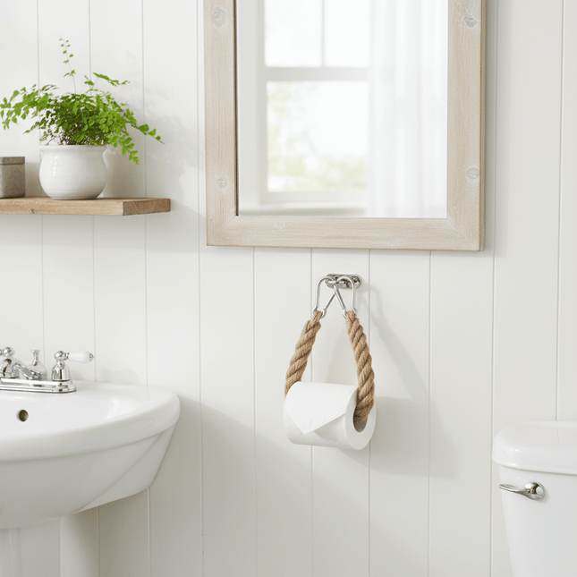 Chic Handcrafted Hemp Rope Toilet Paper Holder - Rustic Farmhouse Aesthetic