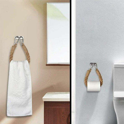 Chic Handcrafted Hemp Rope Toilet Paper Holder - Rustic Farmhouse Aesthetic - Très Elite