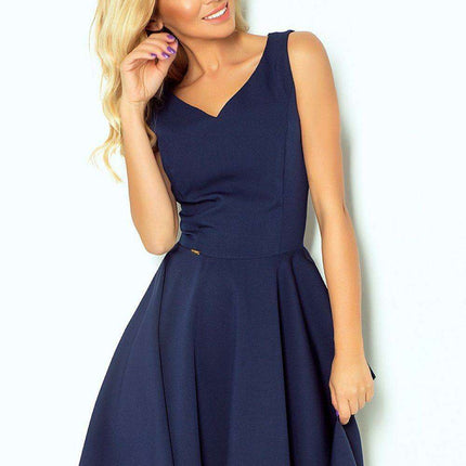 Chic Heart-Neckline Navy Blue Flared Cocktail Dress - Numoco Model 63007 - Très Elite