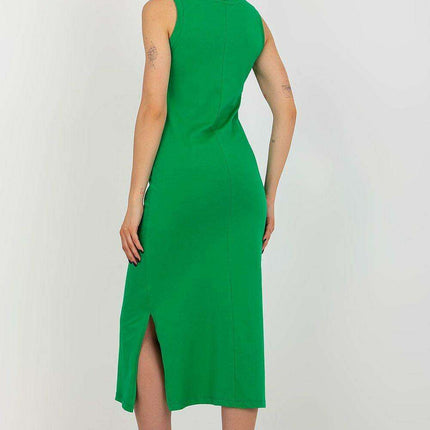 Chic Heart Neckline Sleeveless Daydress with Stylish Side Slits - Cotton Spandex Blend - Très Elite