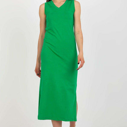 Chic Heart Neckline Sleeveless Daydress with Stylish Side Slits - Cotton Spandex Blend - Très Elite