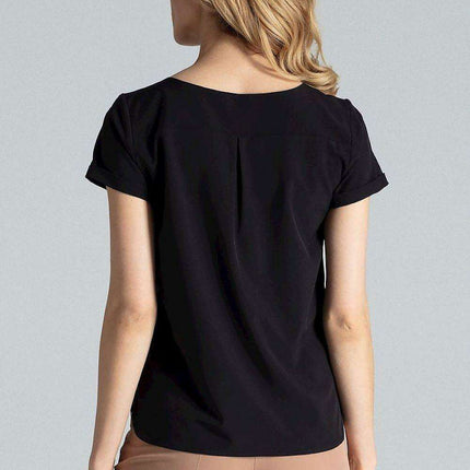 Chic Heart-Shaped Neckline Blouse with Refined Cuffed Sleeves - Très Elite
