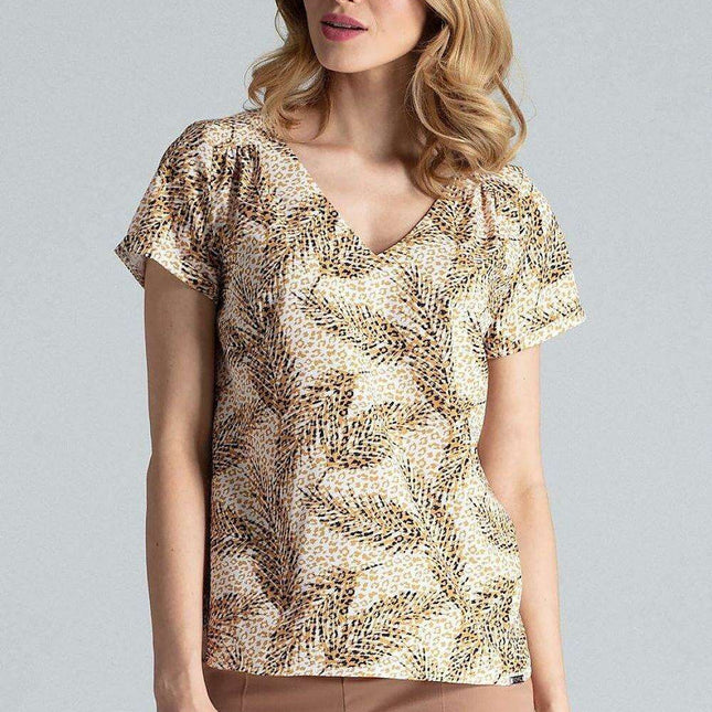 Chic Heart-Shaped Neckline Blouse with Refined Cuffed Sleeves