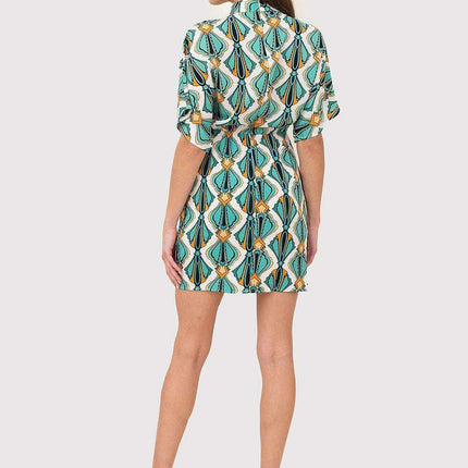 Chic High-Collar Mini Dress with Convenient Zipper Closure