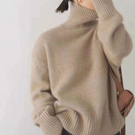Chic High Neck Cashmere Knit Sweater for Women - Très Elite