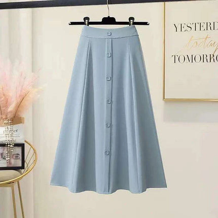 Chic High-Waist A-Line Skirt with Button Details for Effortless Spring-Summer Elegance