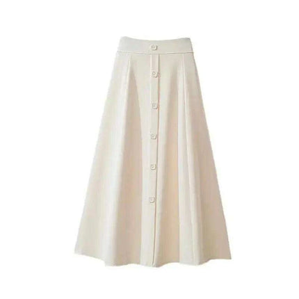 Chic High-Waist A-Line Skirt with Button Details for Effortless Spring-Summer Elegance