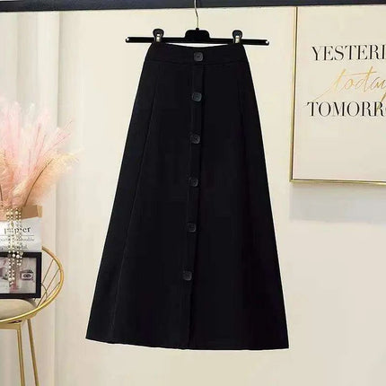 Chic High-Waist A-Line Skirt with Button Details for Effortless Spring-Summer Elegance
