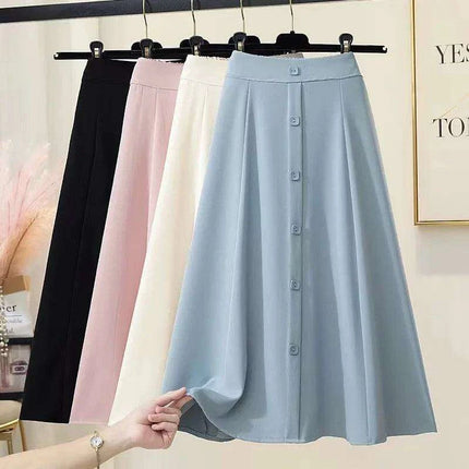 Chic High-Waist A-Line Skirt with Button Details for Effortless Spring-Summer Elegance - Très Elite