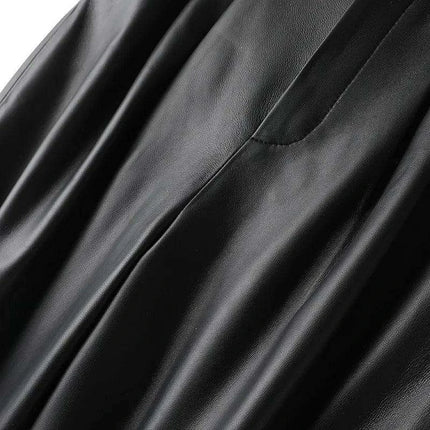 Chic High-Waist Sheepskin Leather Pants - Essential Fashion for Every Season - Très Elite