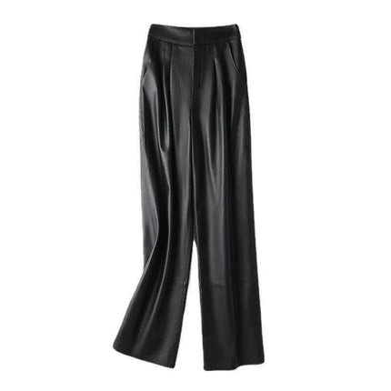 Chic High-Waist Sheepskin Leather Pants - Essential Fashion for Every Season - Très Elite