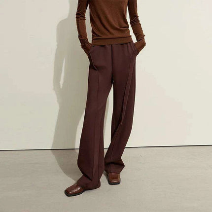 Chic High-Waisted Arc Split Casual Trousers for Women