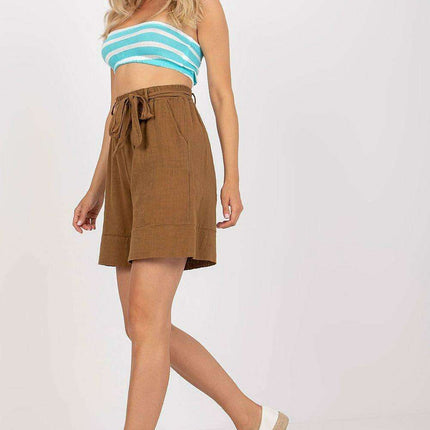 Chic High-Waisted Cotton Shorts with Adjustable Tie and Pockets - Très Elite