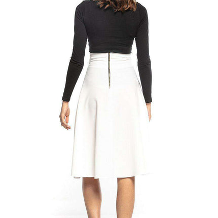 Chic High-Waisted Midi Skirt with Trendy Zipper Accents