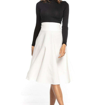 Chic High-Waisted Midi Skirt with Trendy Zipper Accents
