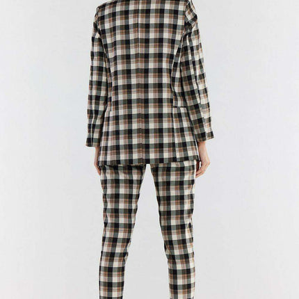 Chic High-Waisted Plaid Trousers Ensemble for Women