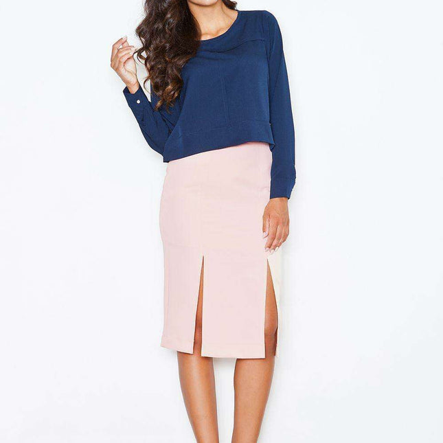 Chic High-Waisted Skirt with Stylish Front Slits and Luxurious Inner Lining