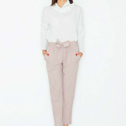 Chic High-Waisted Trousers with Decorative Waist Accents and Stylish Belt - Très Elite