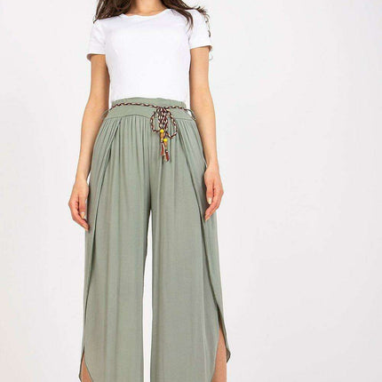 Chic High-Waisted Viscose Trousers with Trendy Waist Tie