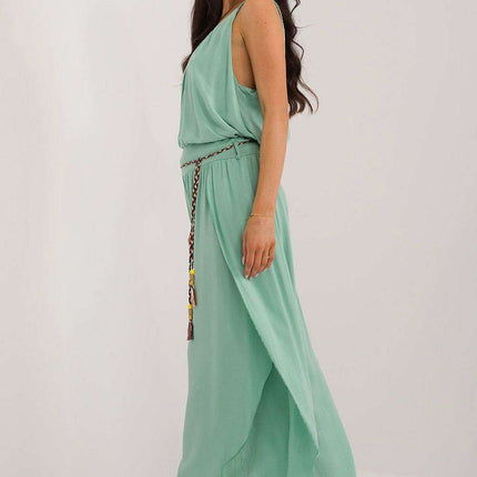 Chic High-Waisted Viscose Trousers with Trendy Waist Tie - Très Elite