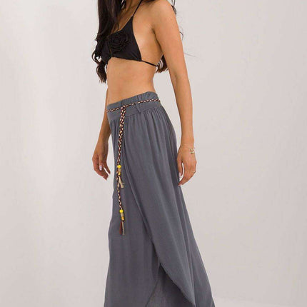 Chic High-Waisted Viscose Trousers with Trendy Waist Tie - Très Elite