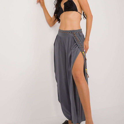 Chic High-Waisted Viscose Trousers with Trendy Waist Tie - Très Elite