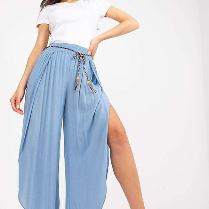 Chic High-Waisted Viscose Trousers with Trendy Waist Tie