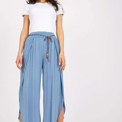 Chic High-Waisted Viscose Trousers with Trendy Waist Tie - Très Elite