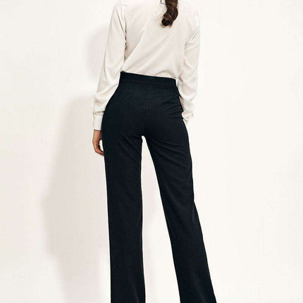 Chic High Waisted Wide Leg Trousers With Button Details - Très Elite