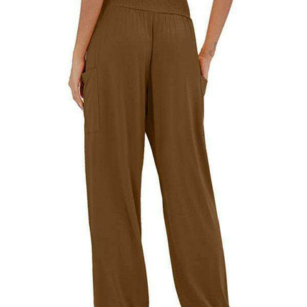 Chic High-Waisted Wide-Leg Trousers with Elastic Waistband for Women - Très Elite