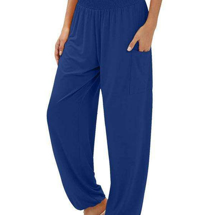 Chic High-Waisted Wide-Leg Trousers with Elastic Waistband for Women - Très Elite