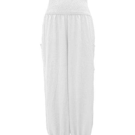 Chic High-Waisted Wide-Leg Trousers with Elastic Waistband for Women - Très Elite